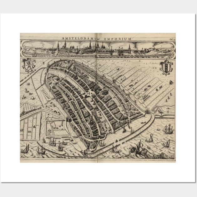 Vintage Map of Amsterdam (1614) Wall Art by Bravuramedia
